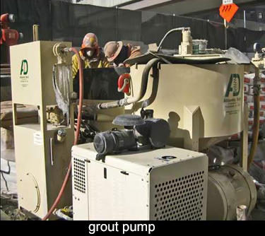 pump the grout, and the grout will displace any water that's standing inside the pipe.